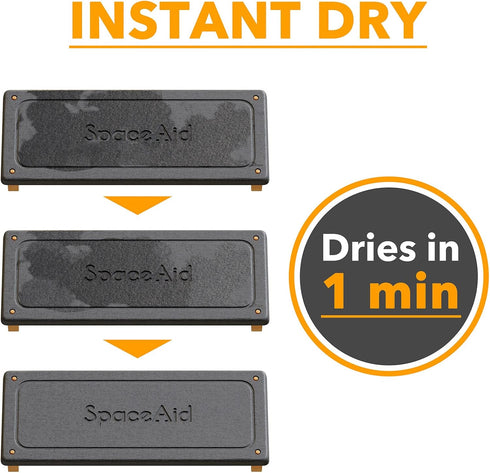 SpaceAid Instant Dry Sink Caddy Organizer, DryingNeat Kitchen Sponge Soap Holder Dispenser, Dark Gray (Bamboo Feet)