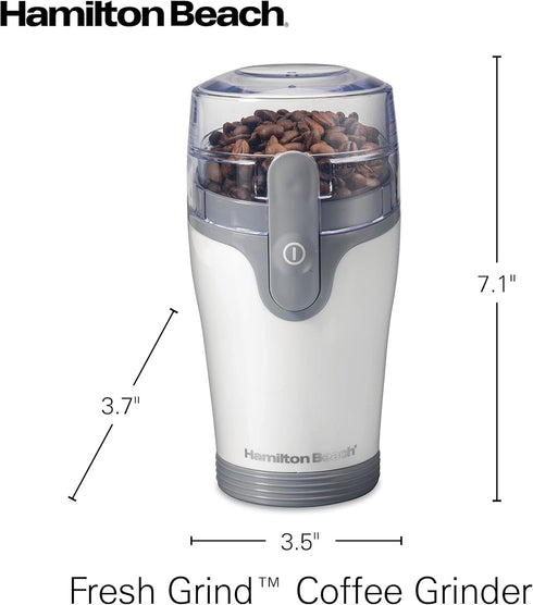 Hamilton Beach Electric Coffee Grinder for Beans, Spices, and More, Stainless Steel Blades, 12 Cups, White
