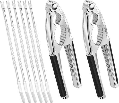 Nut Crackers, 8Pcs Multi-Purpose Stainless Steel Seafood Pecan Cracker, Non-slip Handle Walnut