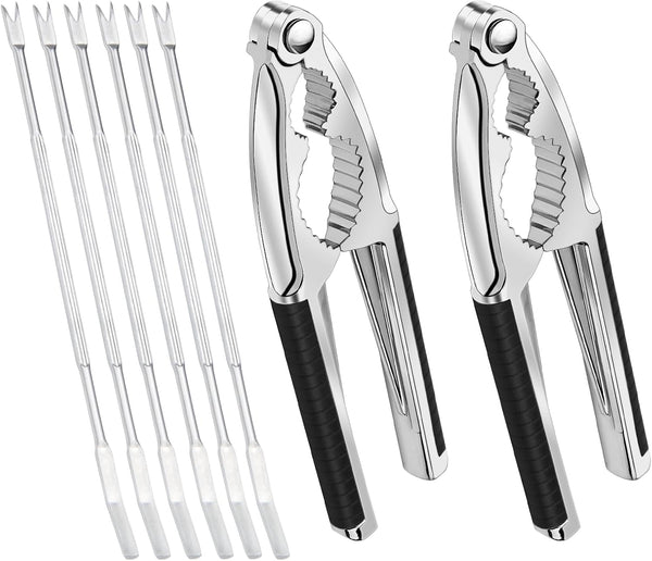 Nut Crackers, 8Pcs Multi-Purpose Stainless Steel Seafood Pecan Cracker, Non-slip Handle Walnut