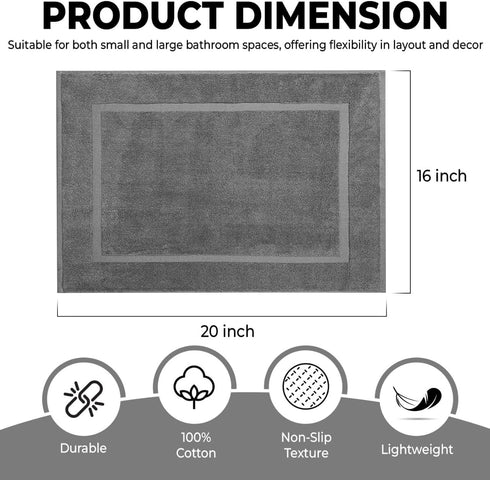 Bath Mat Floor Towel Set, Absorbent Cotton Hotel Spa Shower Mats, Pack of 2, 22"x34"