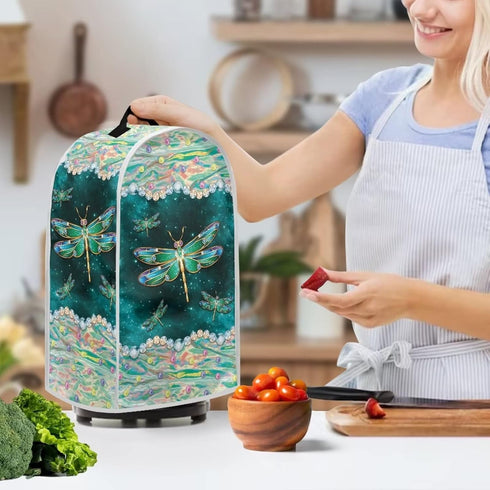 Dragonfly Print Blender Cover - Dustproof Kitchen Appliance Cover with Top Handle for Protection