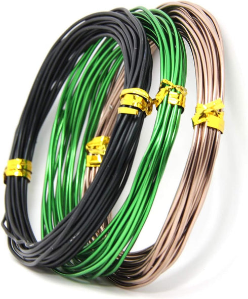 YOURSEE 9 Rolls Bonsai Wires, Anodized Aluminum Training Wire, 3 Colors & 3 Sizes, Total 147 Feet