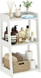 3-Tier Bathroom Ladder Shelf Freestanding, White Floor Shelves Open Shelving Unit, Small
