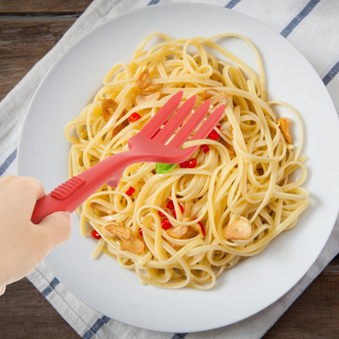 Healeved Silicone Flexible Forks Silicone Cooking Fork Nonstick Blending Fork Ultimate Fork for Cooking Utensil for Kitchen Stir Mix Mash Red