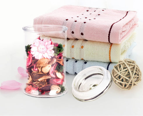 Mini Glass Apothecary Jars - Set of 3 Bathroom Storage Organizer Canisters for Cotton Swabs, Cotton Balls, Makeup