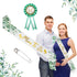 Neutral Sage Green Mom to Be Sash, Baby Shower Dad To Be Pin, Gold Glitter Letters Eucalyptus Leaves Satin Sash
