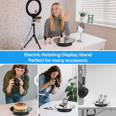 Telecontroller,7.87inch /17.6lbs Rotating Display Stand Turntable Stand Black Spinning Stand for Product Shows with Max