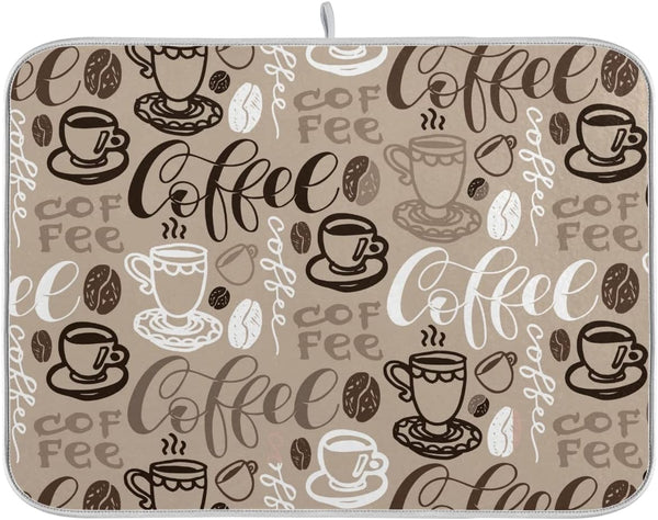 Coffee Mat for Coffee Cup Drying, Medium Brown Coffee Maker Mat, Microfiber Dish Drying Mats, 16x18 Inch