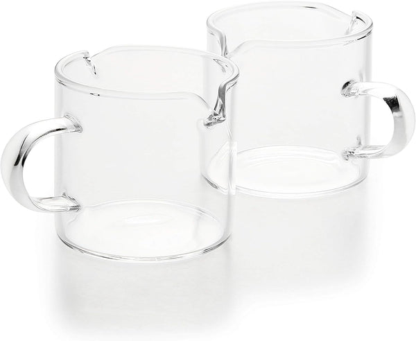 BCnmviku Clear Glass Shot Glasses Espresso Parts Double Spouts Milk Cup (Clear Glass-2Pack)