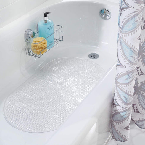 iDesign Circlz PVC Non-Slip Bath Mat, Suction for Shower, Bathtub, 27.2" x 15.4" x .3" - Clear