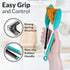 Zulay Stainless Steel Kitchen Tongs with Silicone Tips, Set of 2 (9” & 12”), Locking Cooking Tongs, Silver/Aqua Sky