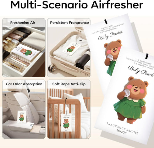 12 Packs Closet MYARO Baby Powder Scent Sachets Room Air Freshener for Drawer Clothes Storage Small Space Odor