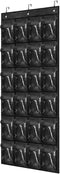 Over The Door Shoe Organizer - Space Saving Shoe Rack with 24 Pockets and Hook, Hanging Shoe Holder (Black)