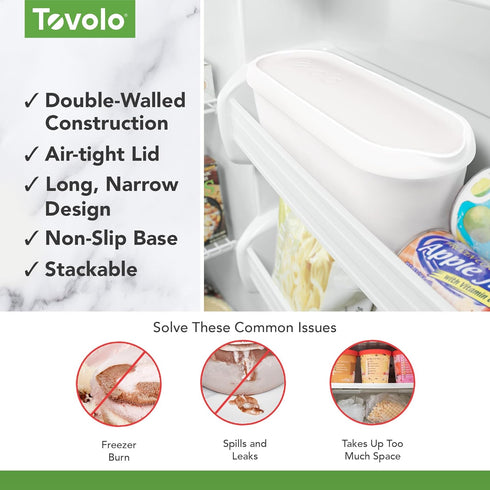 Frozen 2.5 Tovolo Half Gallon Ice Cream Container for Home Made Ice Cream Glide A Scoop Ice Cream Tub for Reusable