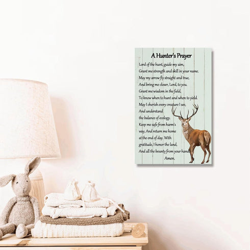 A Hunter's Prayer Deer Wall Art, Inspirational Quotes Canvas Painting for Farmhouse Home Decoration