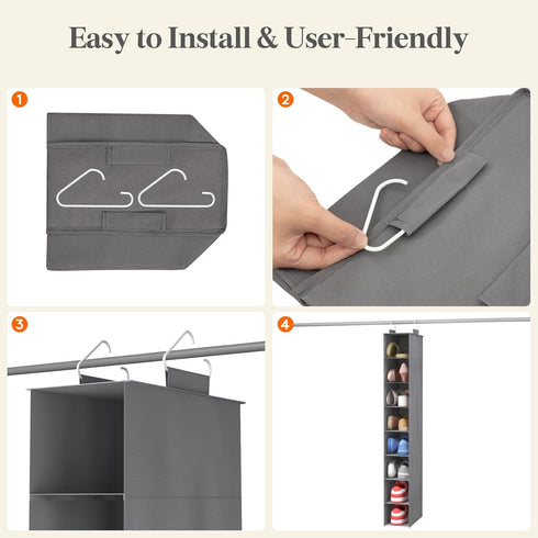 Closet 8 Closet 11.8" 5.9" 41.1" Lifewit Shoe Organizer Hanging Section, Collapsible Organizers and Storage for Shelf