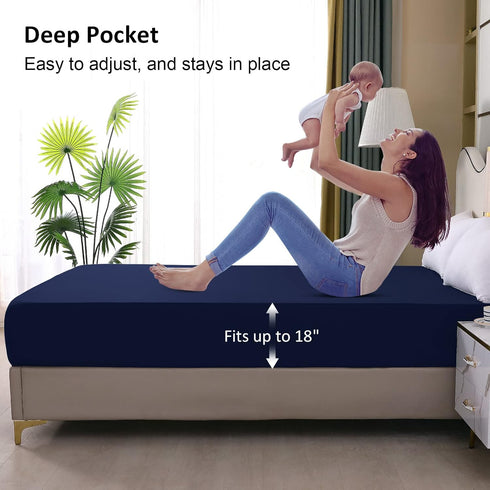 Twin Mattress Protector Waterproof - Fitted Sheet Style Breathable Cooling Cover with Deep Pocket Fits Up to 18'',