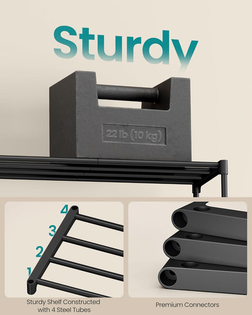 4-Tier Closet, 11.8 24.5 26 Inches,Black ULSA124BH01 SONGMICS Shoe Rack for Compact Metal Shoe Organizer Shelf