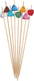BambooMN 5.9" Decorative Acrylic Gem End Bamboo Cocktail Picks, 300 Pcs for Events, Restaurants, Buffets