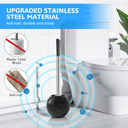 Wsedor 2 Pack, 304 Toilet Brush and Holder Stainless Steel Toilet Brush with Extended and Durable Comfortable Brush