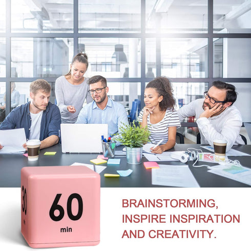 Weewooday Cube Timer Productivity Flip Timer for ADHD, 15 20 30 60 Minutes Countdown Learning Management (Pink)