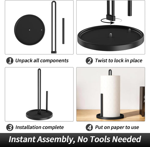Countertop, Paper Towel Holder Freestanding Paper Towel Roll Holder with Weighted Base, Stainless Steel Standing