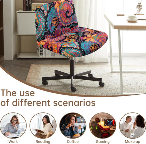 Levoberg Armless Armless #13 Criss Cross Office Desk Chair Cover Slipcovers Printed Vanity Desk Chair Covers Cross