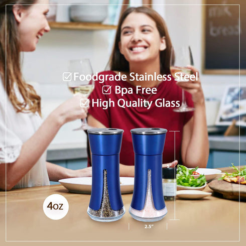 Blue Salt and Pepper Shakers Set by Aelga, Blue Kitchen Accessories, Decor for Kitchen, Restaurants, BBQ