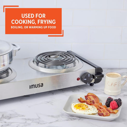 Imusa USA GAU-80312US Electric Double Burner 1750-Watts, Stainless Steel