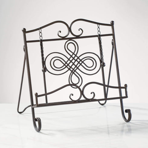 Tripar Swirl Design Metal Cookbook Stand, Adjustable Free-Standing Holder for Tablet, iPad, and Cookbooks