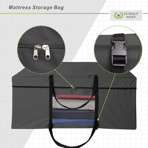 Folding Mattress Storage Bag - Heavy Duty Carry Case for Tri-Fold Guest Bed Mattress (Fits 4" Single Mattress)