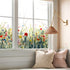 Autumn Floral Window Decals, Transparent Stained Window Sticker, Non Adhesive Double-Sided Glass Door Covering