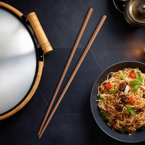 16.5 Inches Extra Long Cooking Chopsticks, 2 Pairs Anti-Slip Reusable Wooden Kitchen Sticks for Noodles & Hotpot
