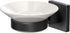 Gatco 1942MX Elevate Soap Dish Holder Matte Black | Wall Mounted Porcelain Round White Soap Dish with Matte Black Base