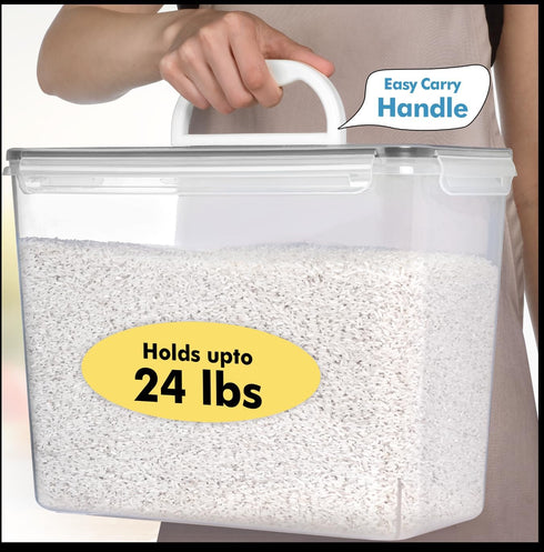 2 (11L 372 oz) Shazo PC | Flour Sugar Storage Containers with Easy Carry Handle - Plastic Extra Large Food Storage