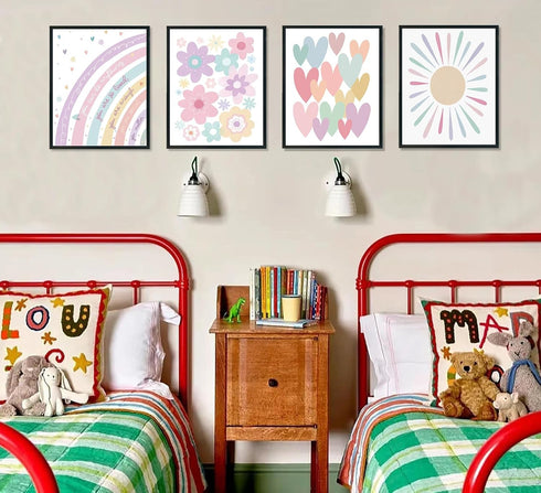 ULEGIE 8x10 Inch Toddler Nursery Girl Kids Room Wall Decor, Boho Rainbow Nursery Wall Decor Poster for Toddler Girls