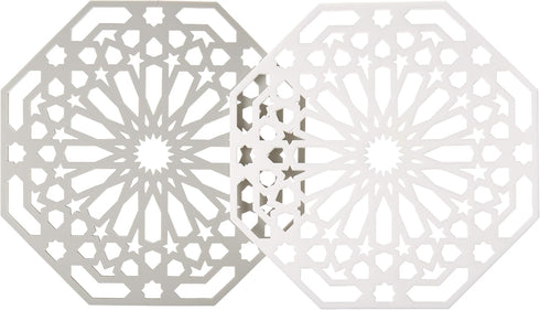 Mintrico Silicone Trivet Mat Pad for Hot Dishes, Set of Two (White & Grey Octagon)