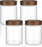 MOLADRI 18 oz/550 ml Clear Glass Storage Canister with Airtight Wooden Lid, Small