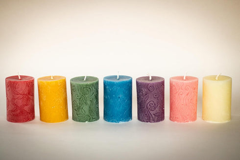 BeeTheLight Beeswax Pillar Candle - 100% Pure Bees Wax, Choose Size and Color, 24 Hour Burn Time, Unscented