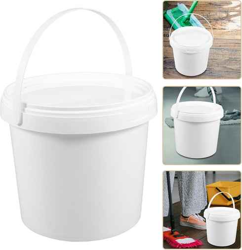 2pcs Heavy Duty Portable Household Bucket Tub with Treasure Grade Lid, Kitchen Food Buckets for Pets & Storage