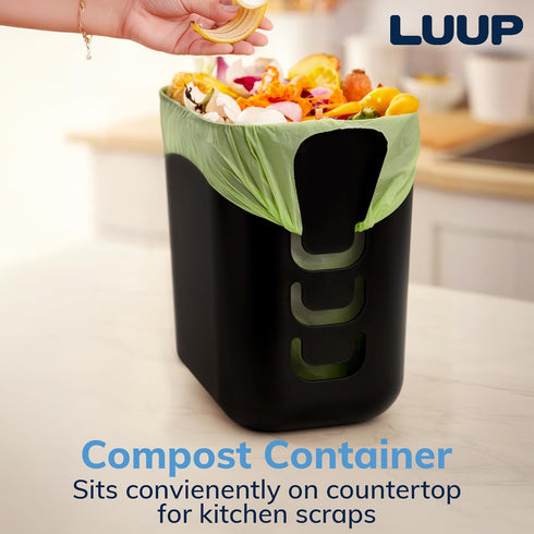 2.5 STORi Luup Trash Can (Black) - Reuse Grocery Bags - Plastic Garbage Container for Bathroom, Vanity, Laundry Room