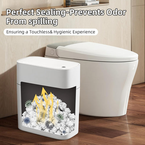 3.5 JUDRDO Gallon Slim Automatic Trash Can for Bathroom,Touchless Diaper Trash Can with Trash Bag Auto-adsorption