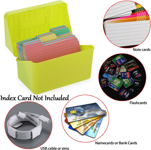 BTSKY 1 Pack 4 x 6 inch Index Card Box - Plastic Storage Organizer for Recipes, Note Cards, and Flashcards
