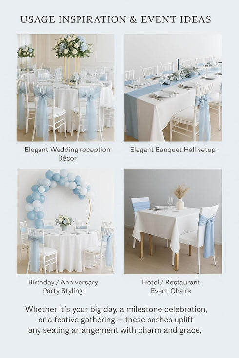 Set 10 (7 Inch 108 Inch (17CM 275CM), of Chair Bows Sashes Tie Back Decorative Item Cover ups for Wedding Reception