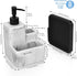 LeucSuiok 3 1 Soap Dispenser with Sponge Holder and Brush Holder,White Marble in Liquid Hand Dish Soap Dispenser