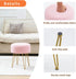 WROCFURSTAR Vanity Stool, Teddy Velvet Ottoman Foot Stool, Dressing Table Seat with Metal Leg Vanity Chair for Bedroom