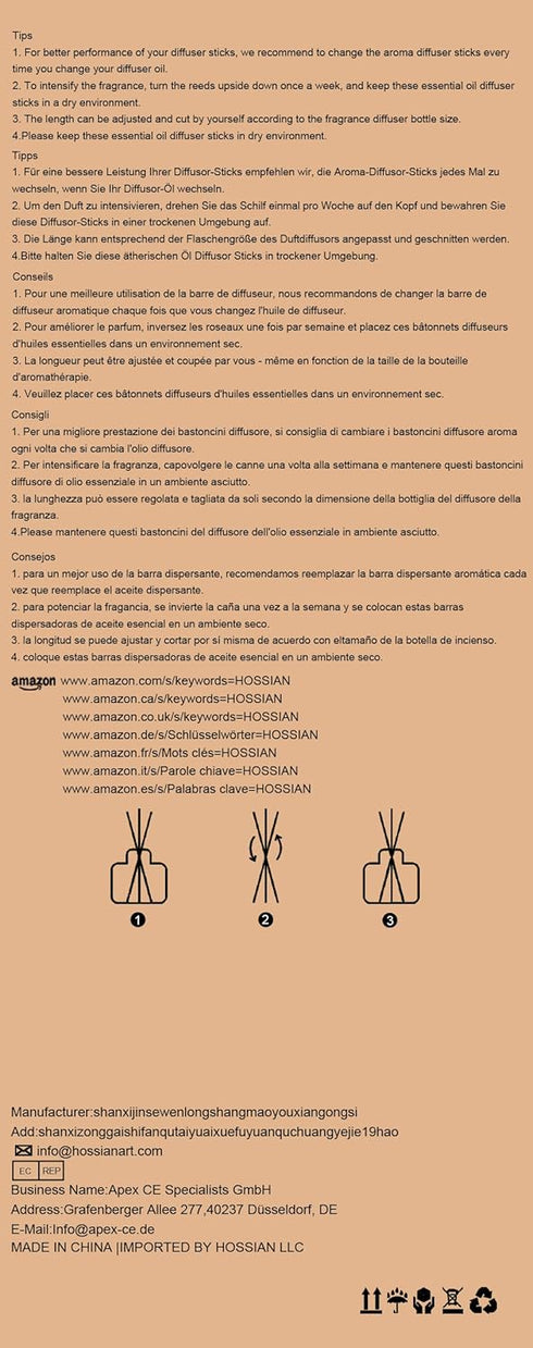 HOSSIAN 100PCS Reed Diffuser Sticks, Natural Rattan Sticks for Aroma Fragrance Reeds, Essential Oil Diffuser Refills