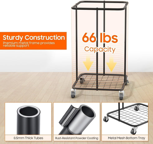 150L Laundry Hamper with Wheels, Rolling Laundry Basket with Metal Frame and Removable Bag, Large & Tall Dirty Clothes