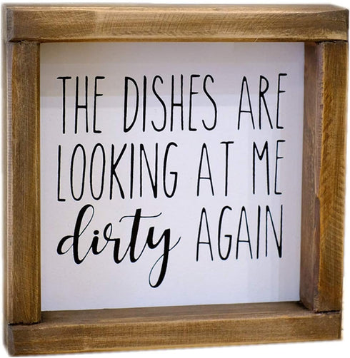 Lavender Inspired Funny Kitchen Sign - The Dishes are Looking at Me Dirty Again, Mini Farmhouse Decor